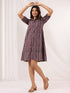Janasya Women's Multicolor Pure Cotton Striped A-line Dress